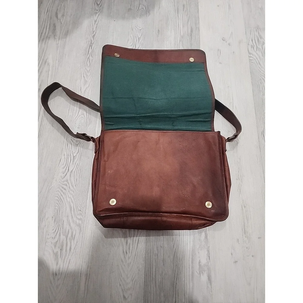 Cognac Brown Leather Portfolio/Laptop Bag Hand Made High Quality‎ With Strap